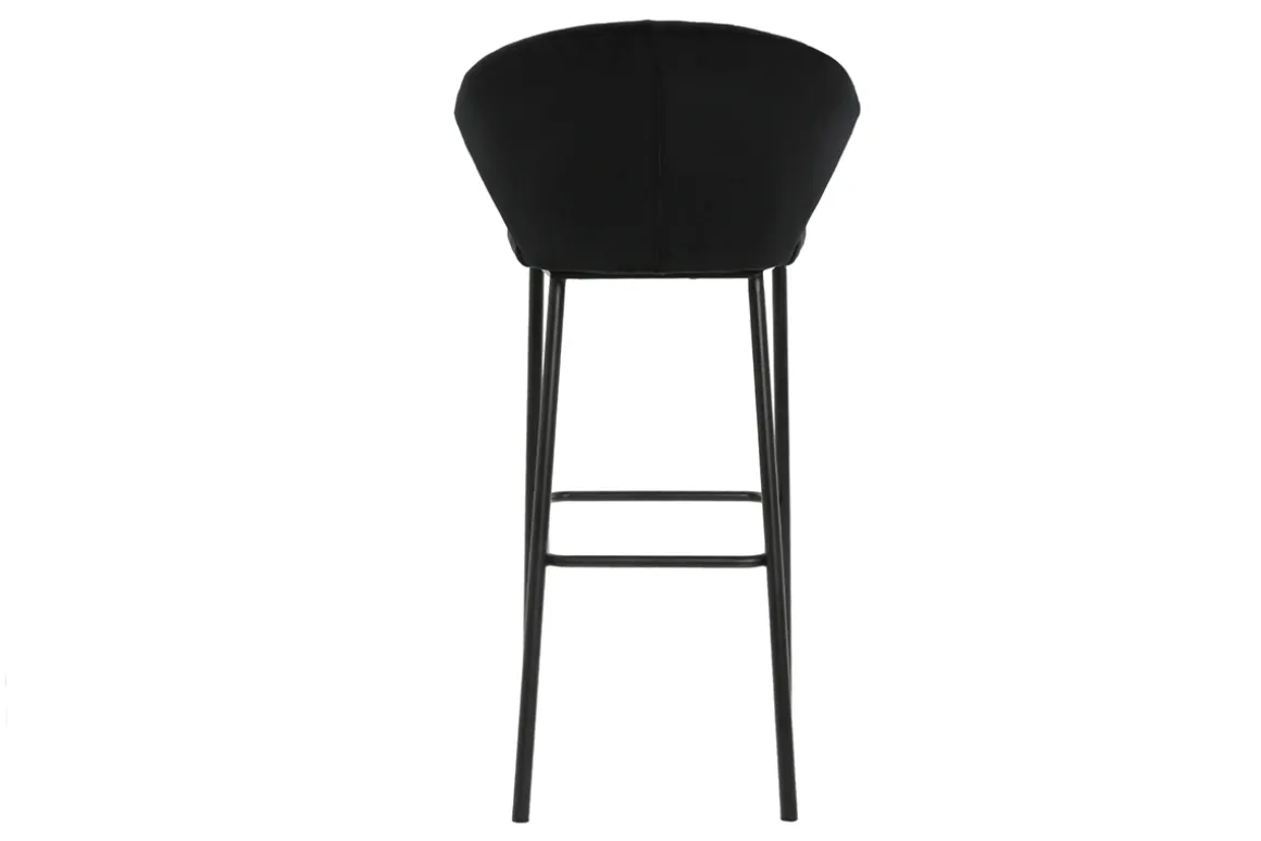 Discount Miliboo Taburete de bar moderno terciopelo negro 78 cm DALLY