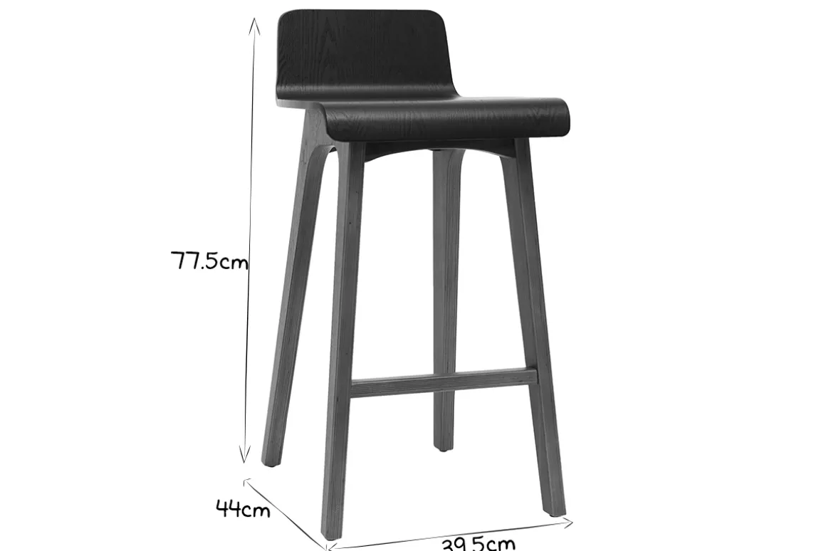 Cheap Miliboo Taburete de bar negro 65 cm BALTIK