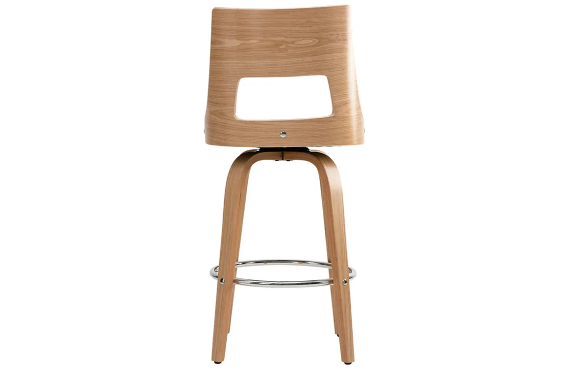 Clearance Miliboo Taburete de bar nórdico blanco y madera clara GARBO