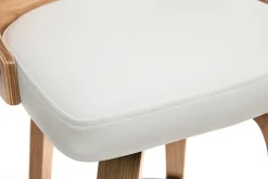 Clearance Miliboo Taburete de bar nórdico blanco y madera clara GARBO