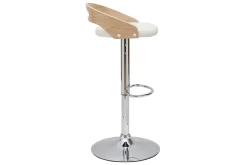 Shop Miliboo Taburete de bar regulable en altura moderno madera clara y blanco MANO