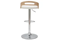 Shop Miliboo Taburete de bar regulable en altura moderno madera clara y blanco MANO