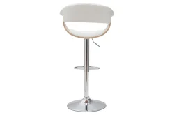 Hot Miliboo Taburete de bar regulable blanco y madera clara OKTAV