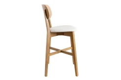 Flash Sale Miliboo Taburete de bar roble y asiento blanco A65 cm LUCIA
