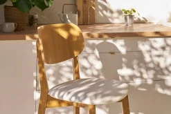 Flash Sale Miliboo Taburete de bar roble y asiento blanco A65 cm LUCIA