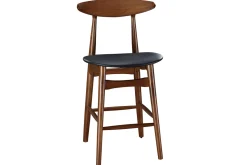 Store Miliboo Taburete de bar vintage nogal y PU negro 65cm lote de 2 WALFORD
