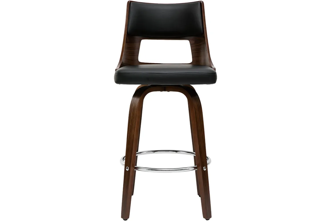 Flash Sale Miliboo Taburete de bar vintage negro y madera oscura GARBO