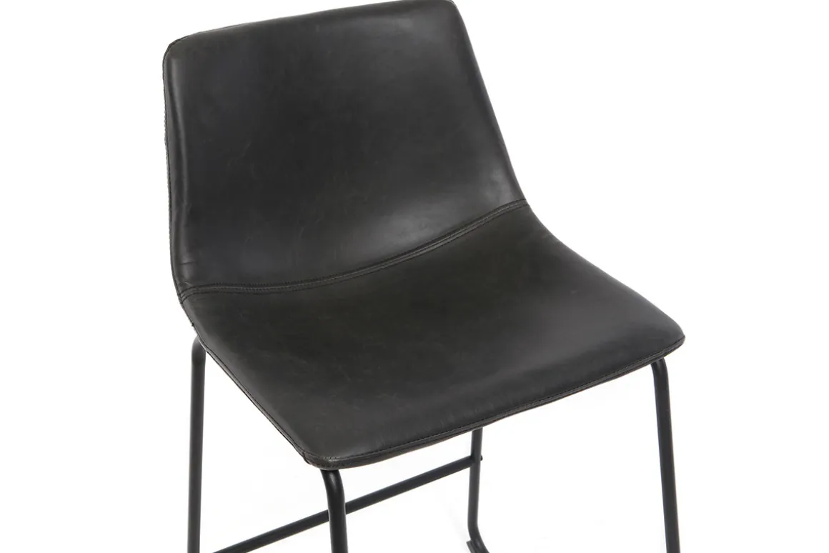 Hot Miliboo Taburete de bar vintage PU negro 61cm lote de 2 NEW ROCK