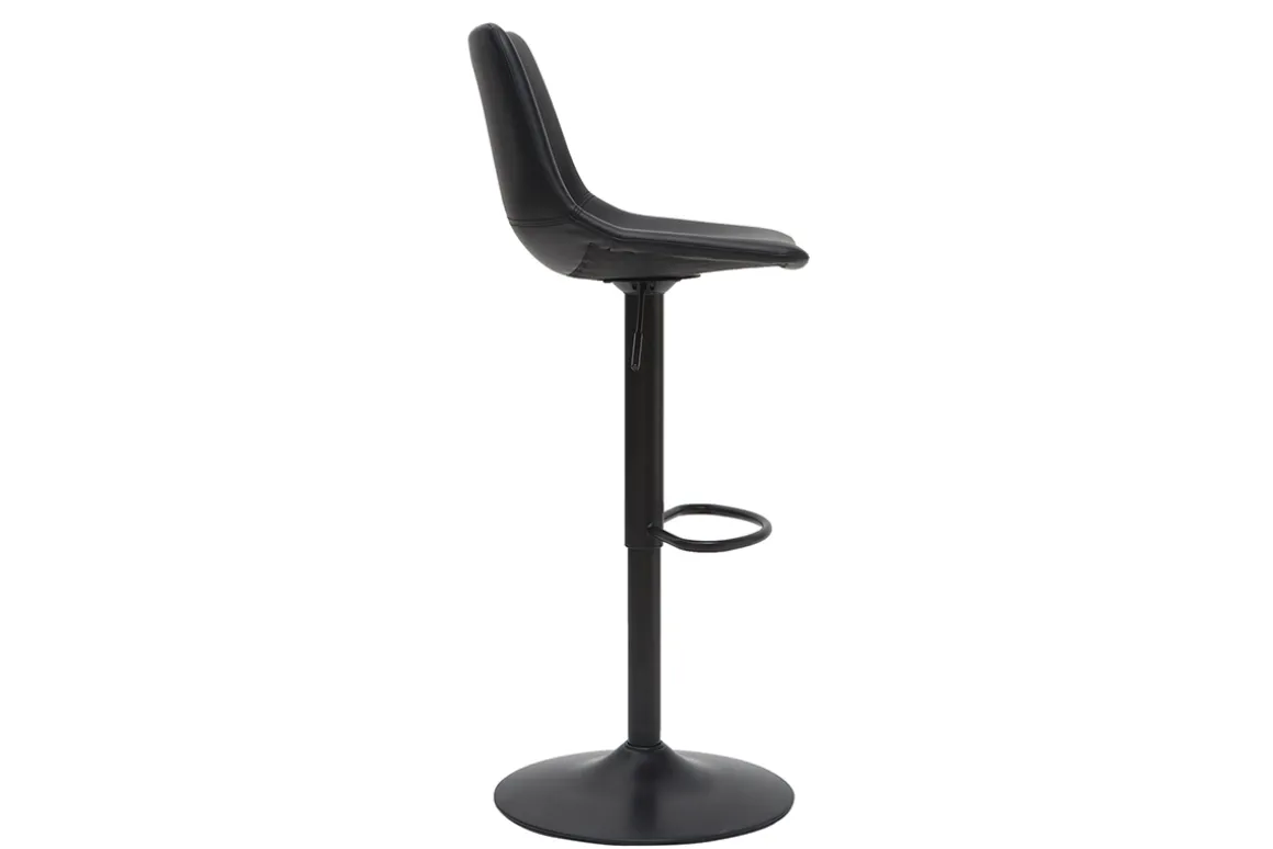 Best Sale Miliboo Taburete de bar vintage regulable PU negro 61cm lote de 2 NEW ROCK