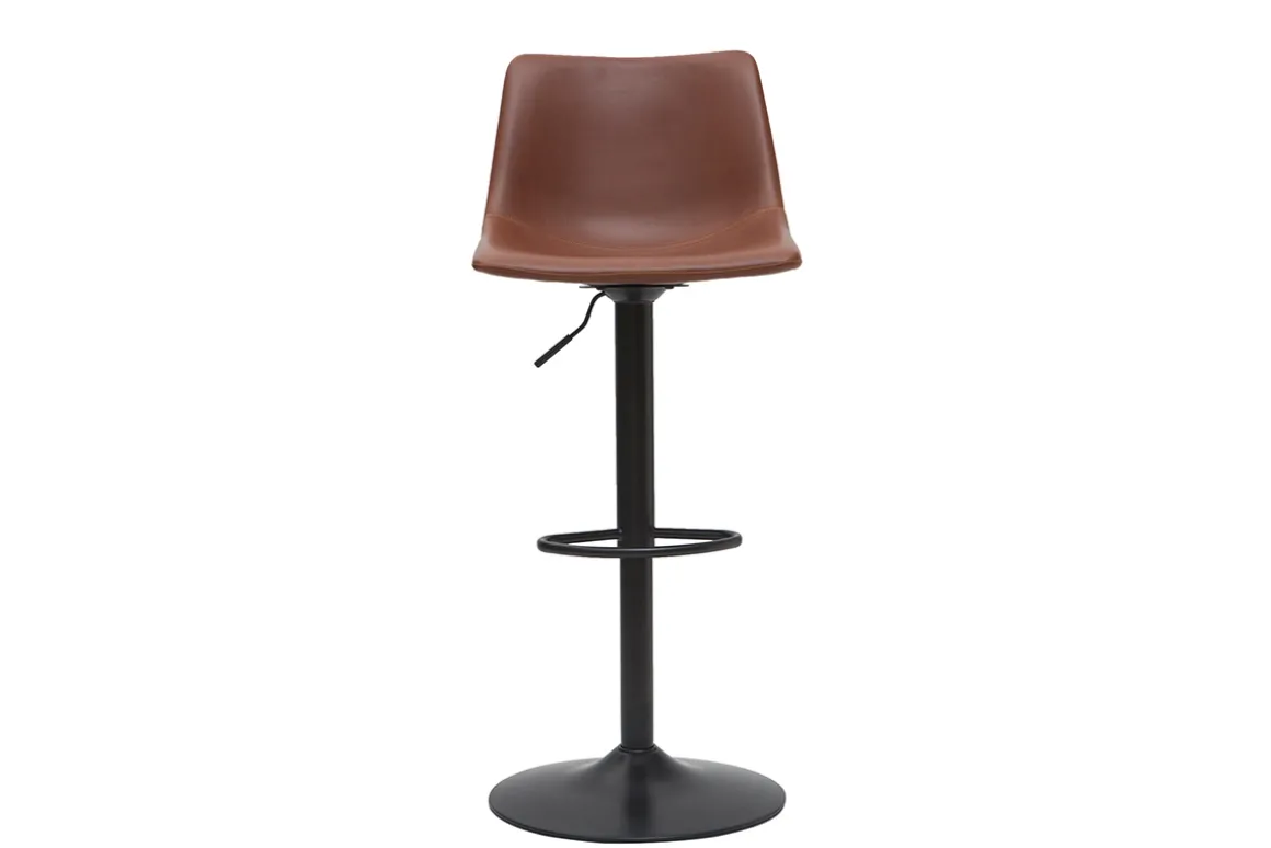 Store Miliboo Taburete de bar vintage regulable PU marrón claro 61cm lote de 2 NEW ROCK