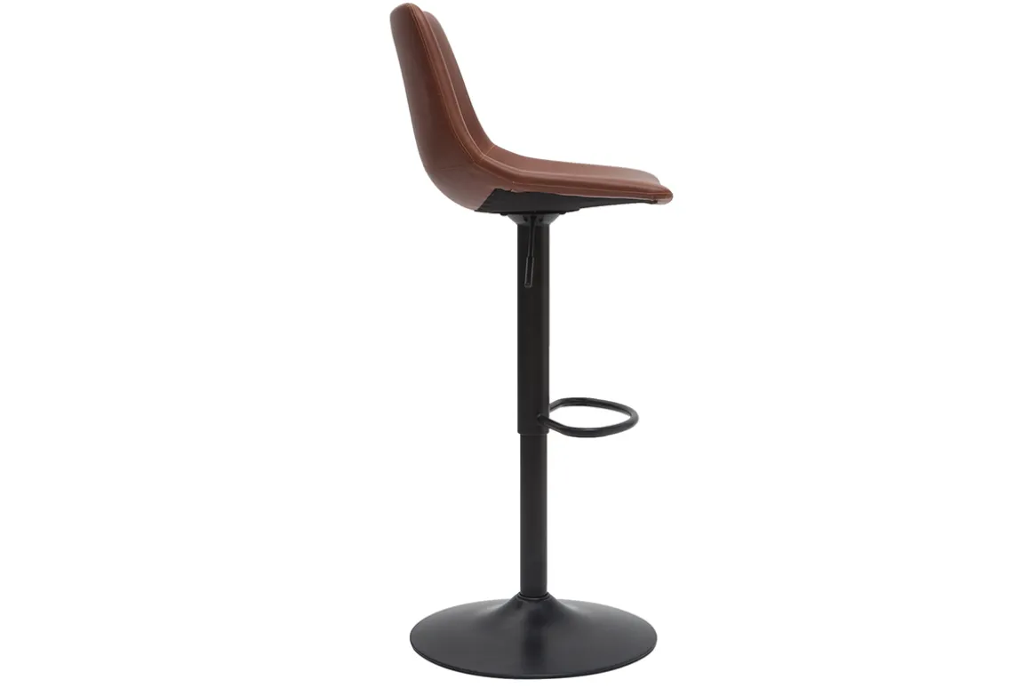 Store Miliboo Taburete de bar vintage regulable PU marrón claro 61cm lote de 2 NEW ROCK