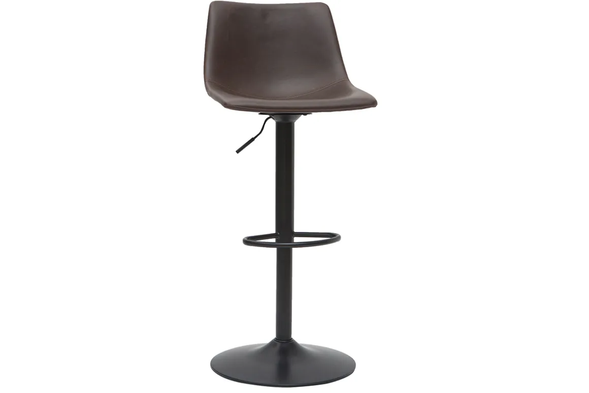 Outlet Miliboo Taburete de bar vintage regulable PU marrón oscuro 61cm lote de 2 NEW ROCK