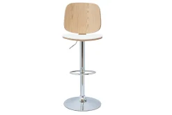 Shop Miliboo Taburete de cocina ajustable de diseño blanco con madera clara BECK