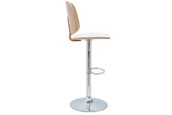 Shop Miliboo Taburete de cocina ajustable de diseño blanco con madera clara BECK