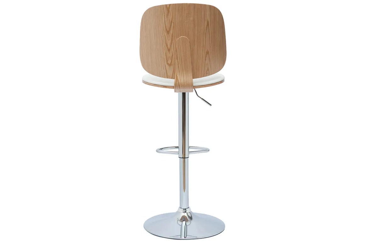 Shop Miliboo Taburete de cocina ajustable de diseño blanco con madera clara BECK