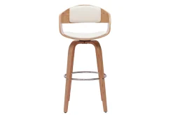 Cheap Miliboo Taburete de cocina de diseño giratorio blanco con madera clara 67 cm GAO