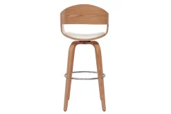 Cheap Miliboo Taburete de cocina de diseño giratorio blanco con madera clara 67 cm GAO