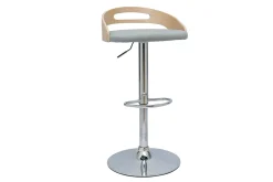 Cheap Miliboo Taburete de cocina de diseño regulable de madera clara y tejido gris claro MANO