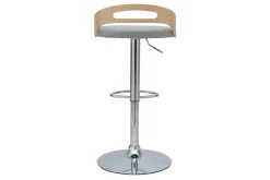Cheap Miliboo Taburete de cocina de diseño regulable de madera clara y tejido gris claro MANO