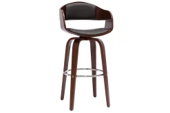Sale Miliboo Taburete de cocina de diseño negro con madera oscura 67 cm GAO