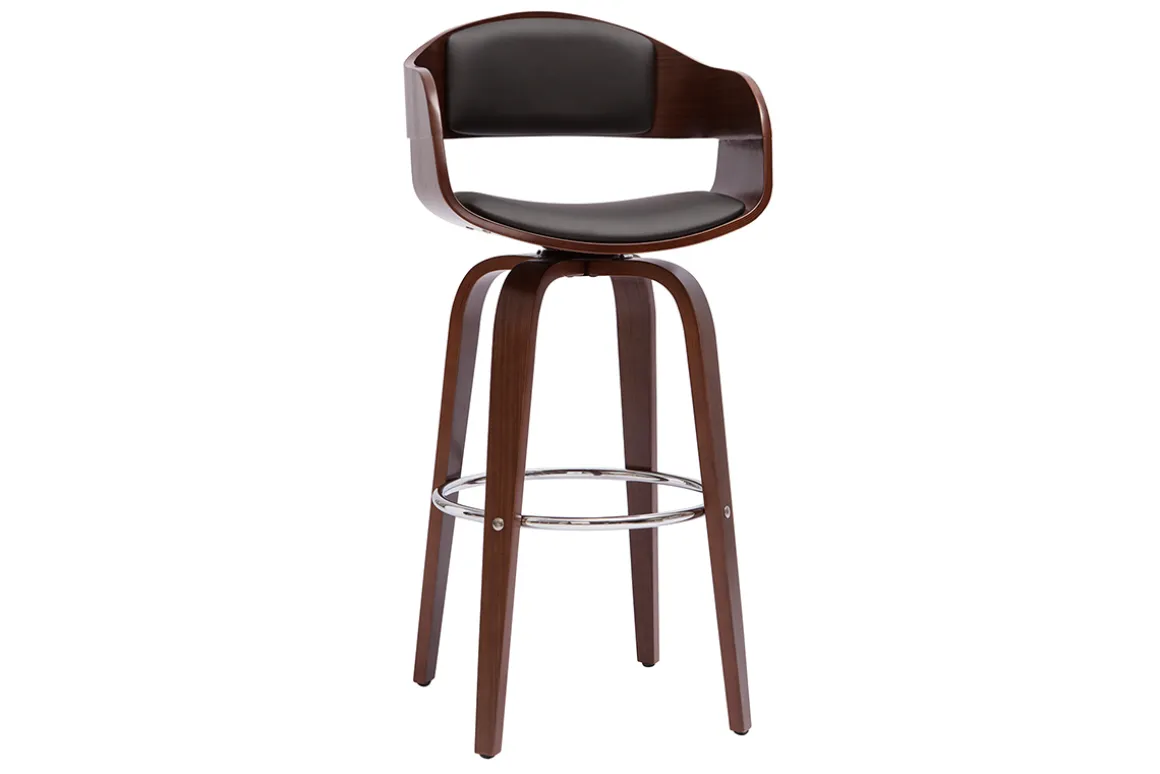Sale Miliboo Taburete de cocina de diseño negro con madera oscura 67 cm GAO