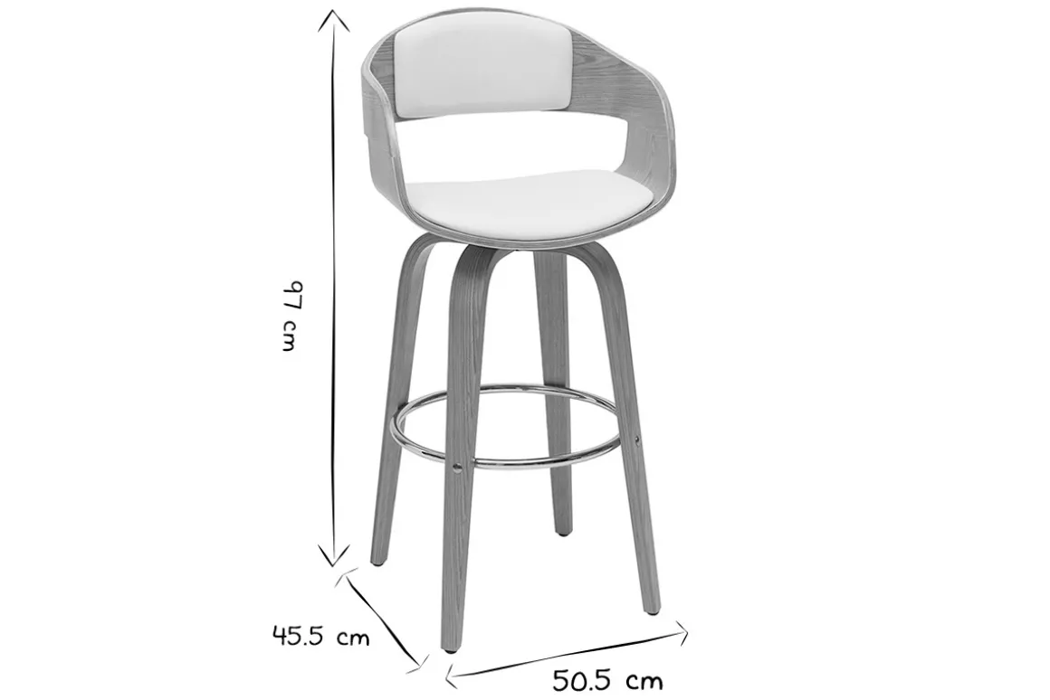 Sale Miliboo Taburete de cocina de diseño negro con madera oscura 67 cm GAO
