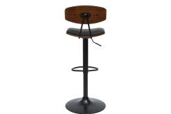 Flash Sale Miliboo Taburete de cocina de diseño regulable negro con madera oscura VASCO