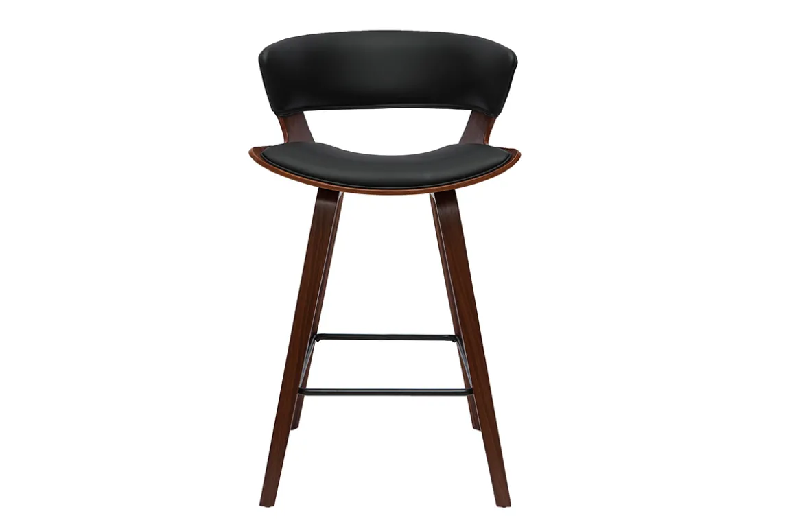 Outlet Miliboo Taburete de cocina de diseño negro con madera oscura 65 cm SYRAH