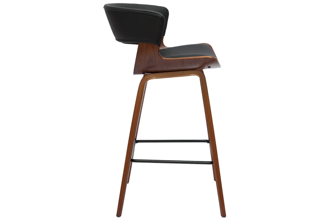 Outlet Miliboo Taburete de cocina de diseño negro con madera oscura 65 cm SYRAH