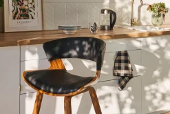 Outlet Miliboo Taburete de cocina de diseño negro con madera oscura 65 cm SYRAH