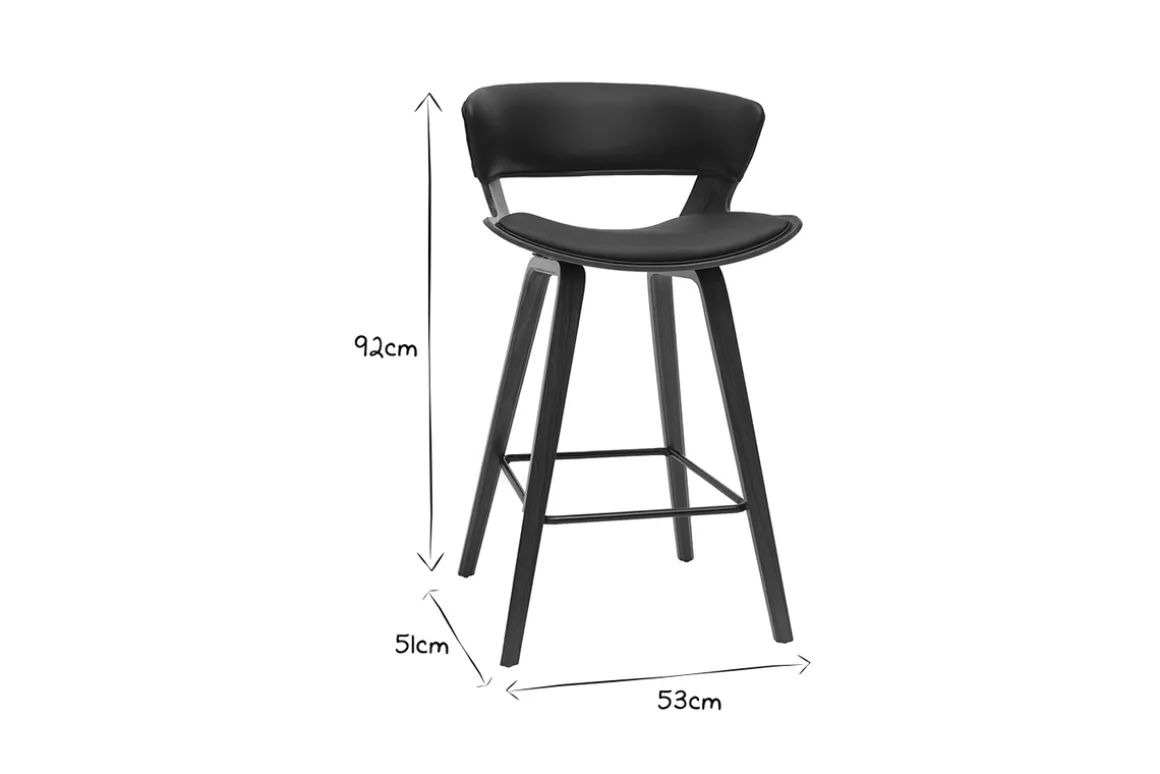 Outlet Miliboo Taburete de cocina de diseño negro con madera oscura 65 cm SYRAH