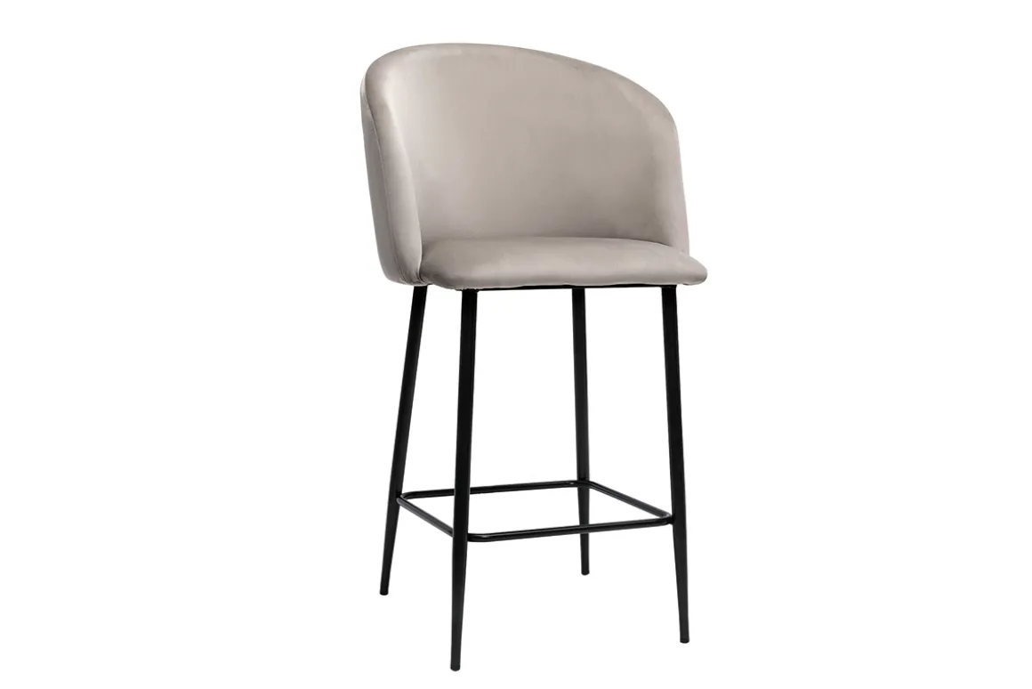 Sale Miliboo Taburete de cocina de diseño de terciopelo topo VANITY