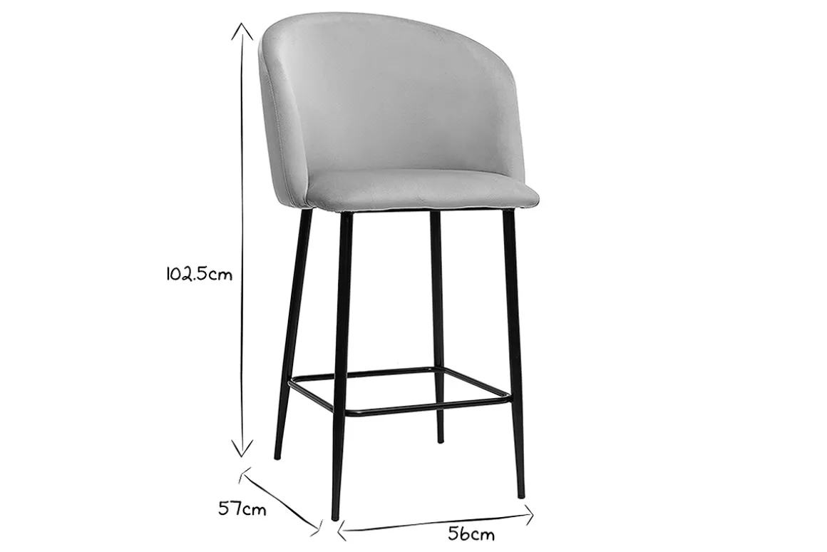 Sale Miliboo Taburete de cocina de diseño de terciopelo topo VANITY