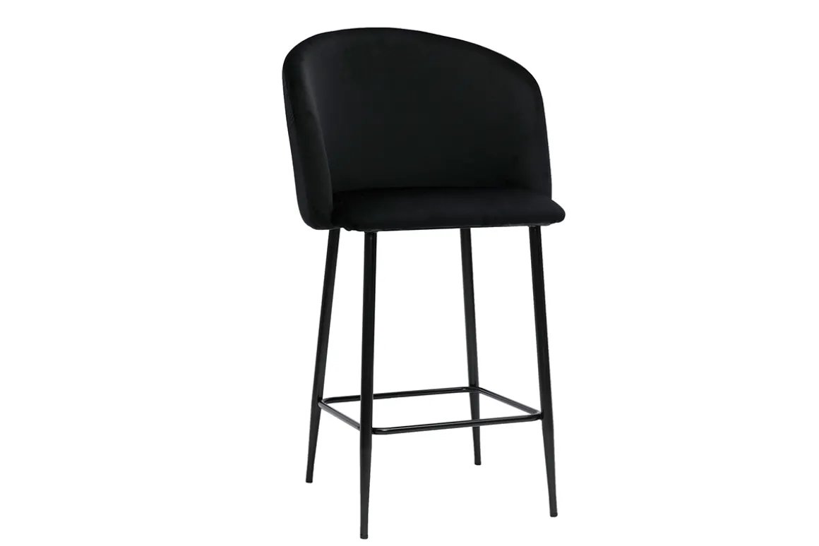 Fashion Miliboo Taburete de cocina de diseño de terciopelo negro VANITY