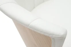 Best Miliboo Taburete de cocina de diseño giratorio blanco con madera clara 65 cm ALBIN