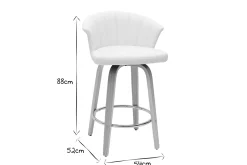 Best Miliboo Taburete de cocina de diseño giratorio blanco con madera clara 65 cm ALBIN