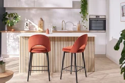 New Miliboo Taburete de cocina de diseño de terciopelo negro y metal 69 cm BELLEROSE