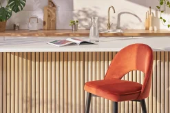 Store Miliboo Taburete de cocina de diseño de terciopelo terracota y metal 69 cm BELLEROSE