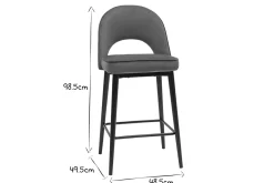 Store Miliboo Taburete de cocina de diseño de terciopelo terracota y metal 69 cm BELLEROSE