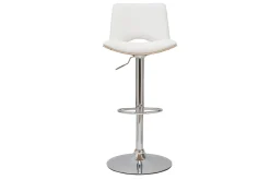 Best Miliboo Taburete de cocina de diseño ajustable blanco con tonos de madera blanca PANACH