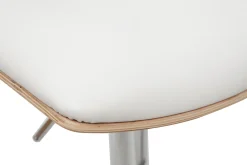 Best Miliboo Taburete de cocina de diseño ajustable blanco con tonos de madera blanca PANACH
