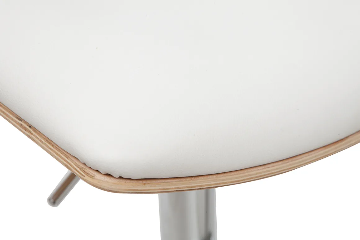 Best Miliboo Taburete de cocina de diseño ajustable blanco con tonos de madera blanca PANACH