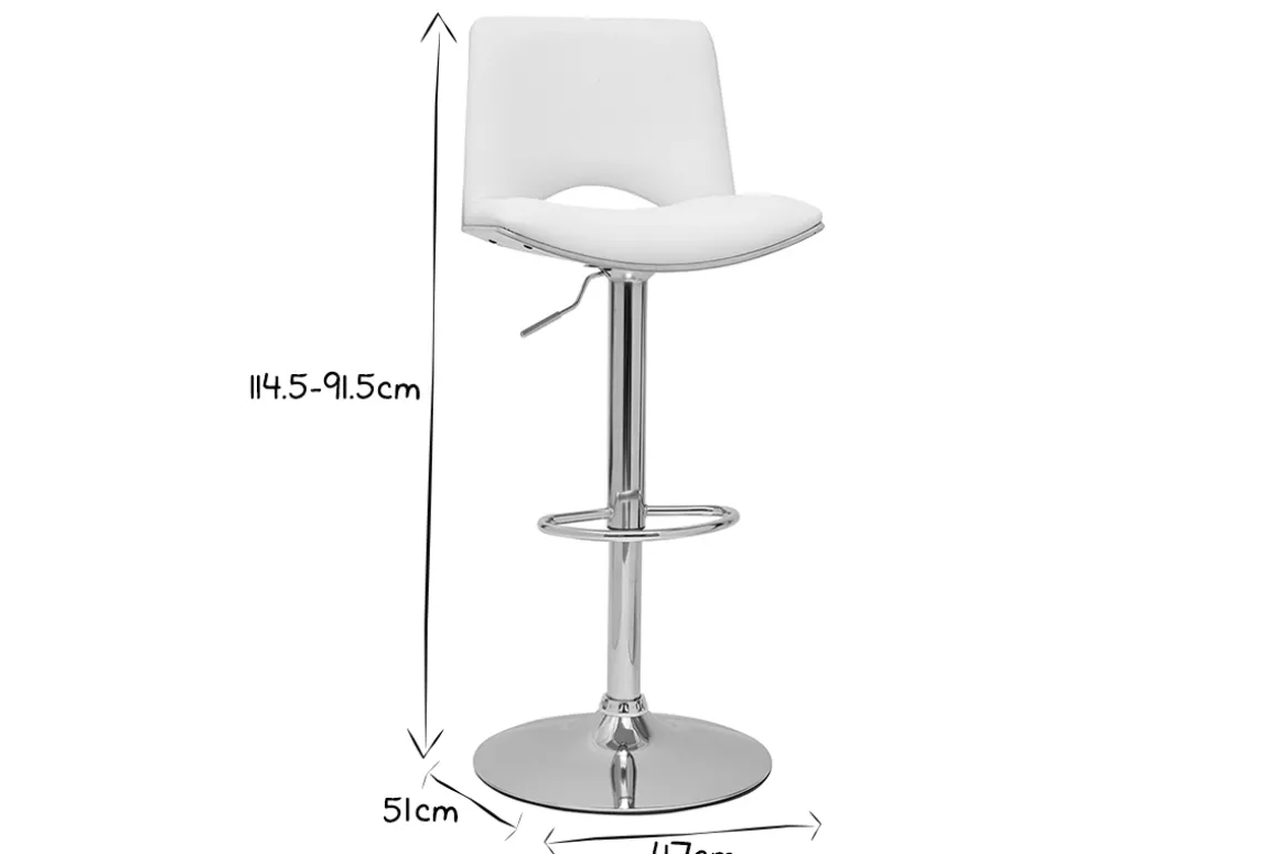 Best Miliboo Taburete de cocina de diseño ajustable blanco con tonos de madera blanca PANACH