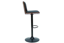 Store Miliboo Taburete de cocina de diseño ajustable negro con tonos de madera oscura PANACH