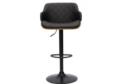 Online Miliboo Taburete de cocina de diseño regulable negro con madera oscura LUCIEN
