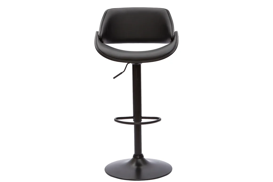 New Miliboo Taburete de cocina de diseño regulable madera y metal negro CLASH