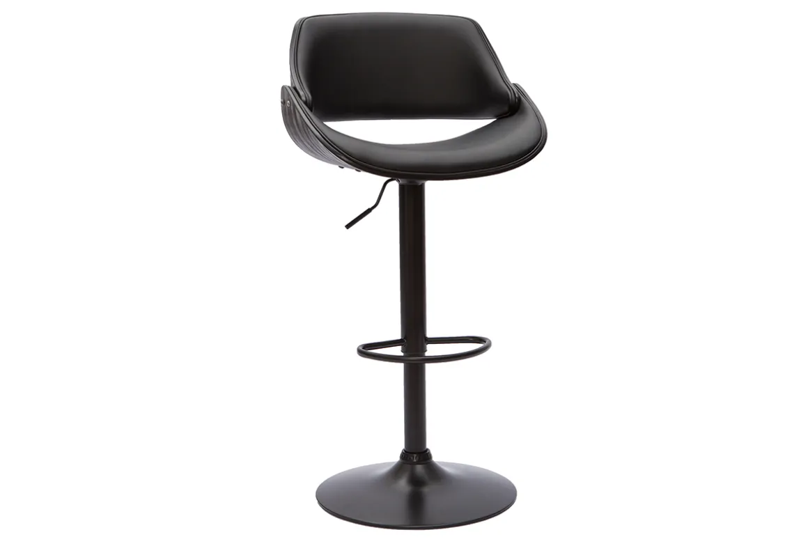 New Miliboo Taburete de cocina de diseño regulable madera y metal negro CLASH