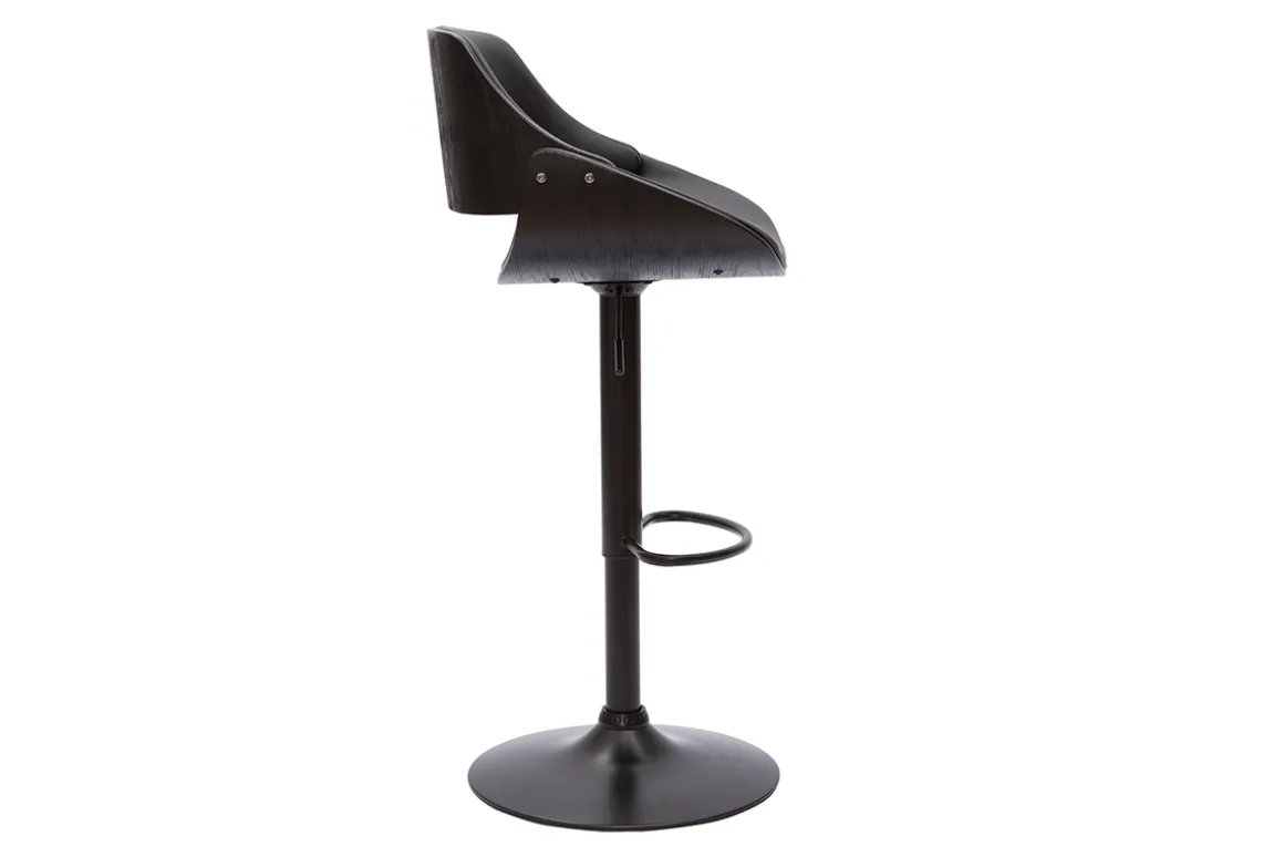 New Miliboo Taburete de cocina de diseño regulable madera y metal negro CLASH