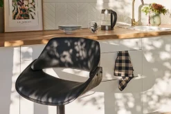 New Miliboo Taburete de cocina de diseño regulable madera y metal negro CLASH
