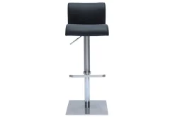 Sale Miliboo Taburete de cocina de diseño regulable negro y acero inoxidable cepillado SHEINA